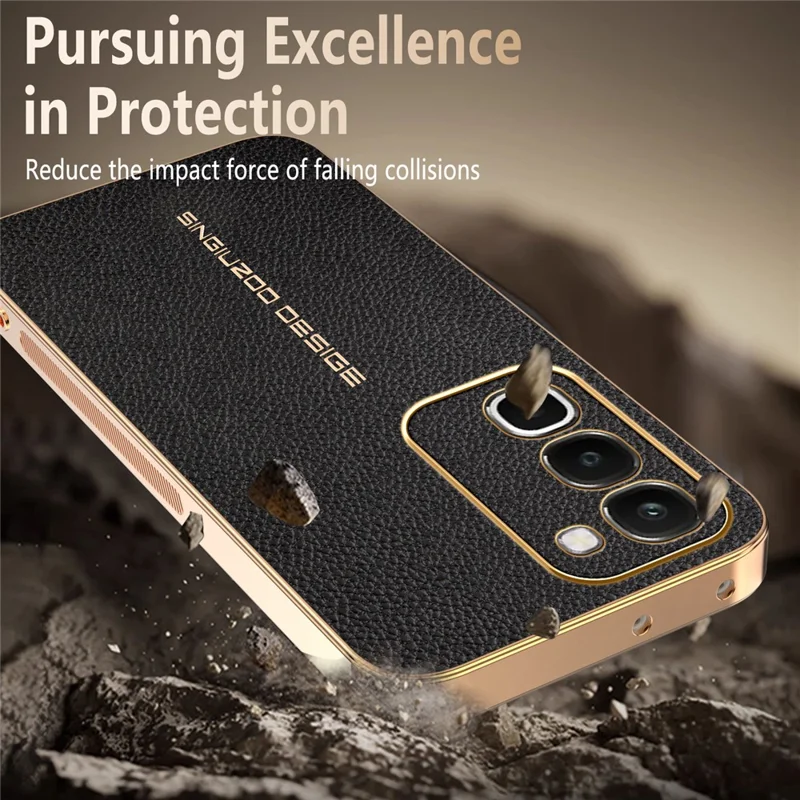 Custodia per Realme C100 4G Anti Graffio con Texture Effetto Coccodrillo in TPU e Pelle PU - Nero