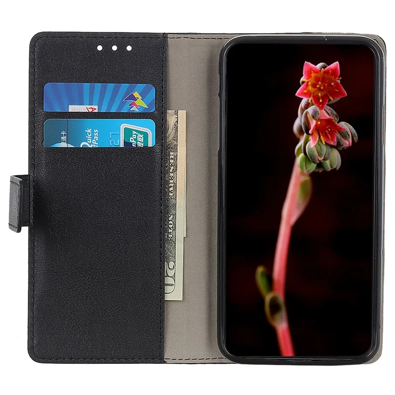 غطاء هاتف من جلد البولي يوريثان الصناعي لجهاز Samsung Galaxy S26 FE بتصميم حامل ومحفظة - أسود