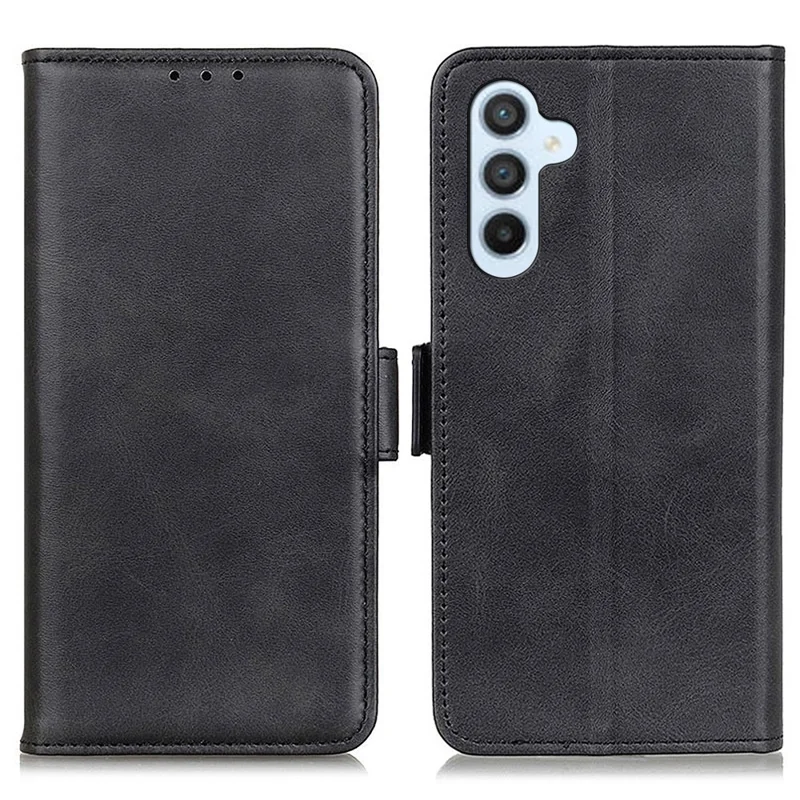 Чехол для Samsung Galaxy S26 FE с подставкой из искусственной кожи под текстуру коровьей кожи - Черный