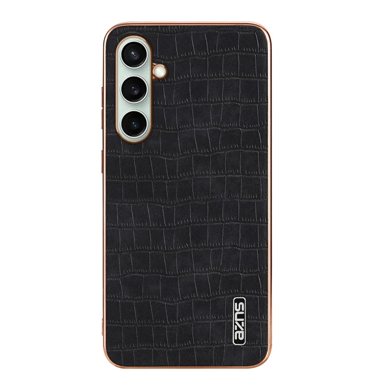 AZNS Custodia per Samsung Galaxy S26 FE con Texture Cocodrillo Placcata in Metallo in PU + TPU - Nero