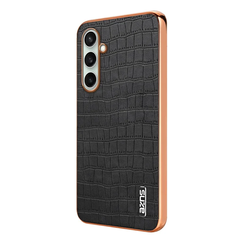 AZNS Custodia per Samsung Galaxy S26 FE con Texture Cocodrillo Placcata in Metallo in PU + TPU - Nero