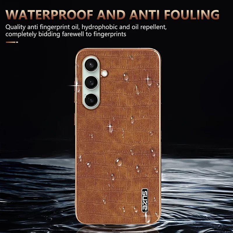 AZNS Custodia per Samsung Galaxy S26 FE con Texture Cocodrillo Placcata in Metallo in PU + TPU - Nero