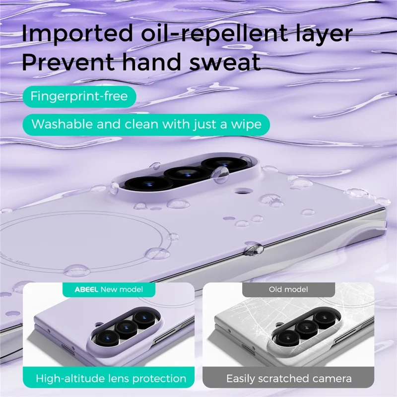 ABEEL Magnetic Case For Samsung Galaxy Z Fold8 Skin Touch Liquid Silicone Phone Back Cover - Purple