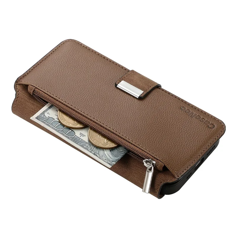 CASENEO for Xiaomi 17T Case Detachable Magnetic RFID Blocking Leather Phone Cover with Tempered Glass Screen Protector - Brown