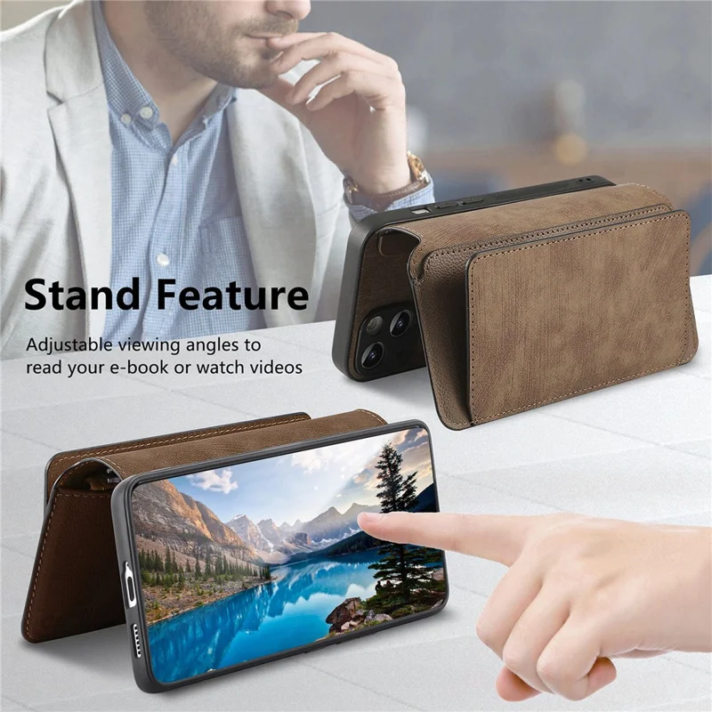 CASENEO for Xiaomi 17T Case Detachable Magnetic RFID Blocking Leather Phone Cover with Tempered Glass Screen Protector - Brown