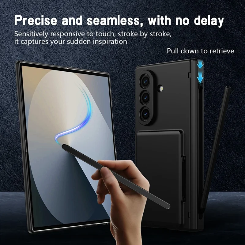 For Samsung Galaxy Z Fold8 Ultra Case Hard PC Phone Cover with Card Holder Screen Protector - Black