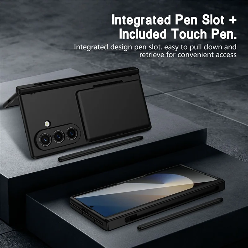 For Samsung Galaxy Z Fold8 Ultra Case Hard PC Phone Cover with Card Holder Screen Protector - Black