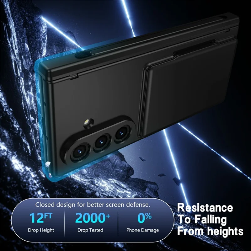 For Samsung Galaxy Z Fold8 Ultra Case Hard PC Phone Cover with Card Holder Screen Protector - Black