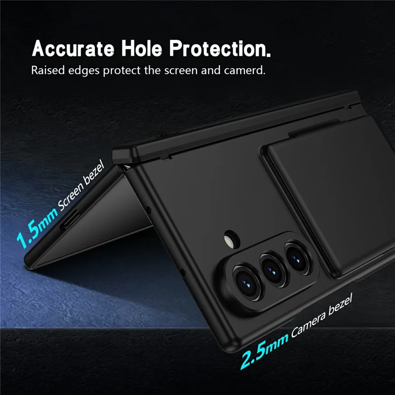 For Samsung Galaxy Z Fold8 Ultra Case Hard PC Phone Cover with Card Holder Screen Protector - Black