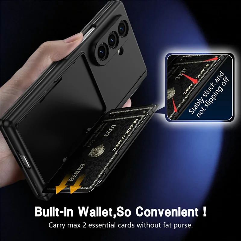 For Samsung Galaxy Z Fold8 Ultra Case Hard PC Phone Cover with Card Holder Screen Protector - Black