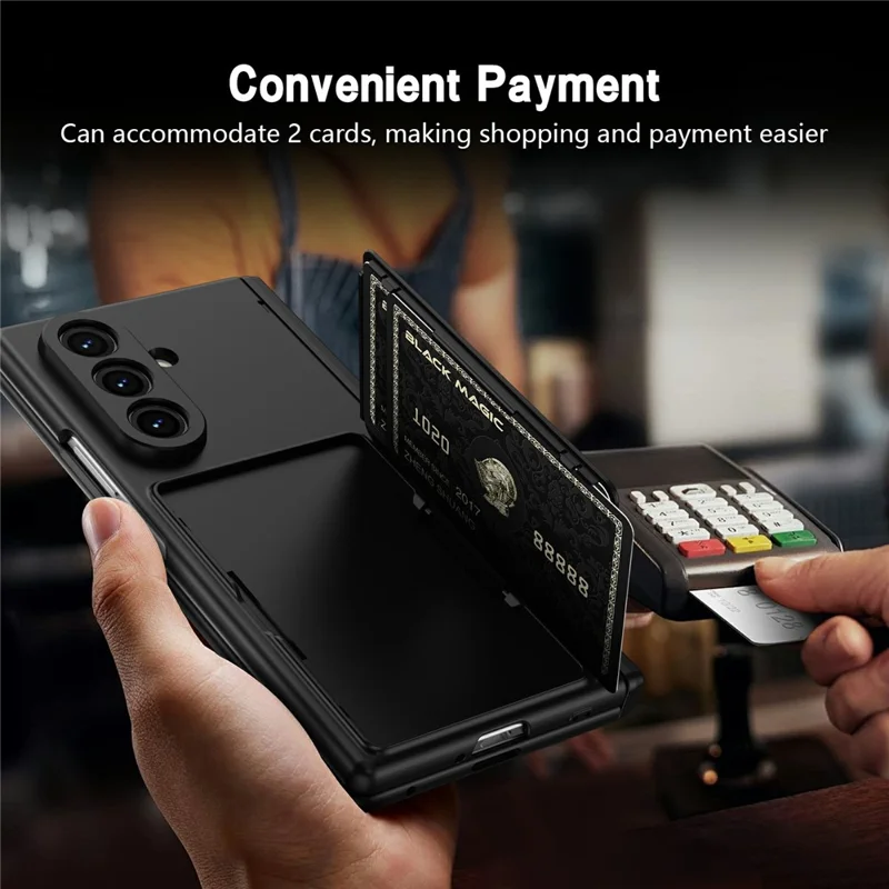 For Samsung Galaxy Z Fold8 Ultra Case Hard PC Phone Cover with Card Holder Screen Protector - Black