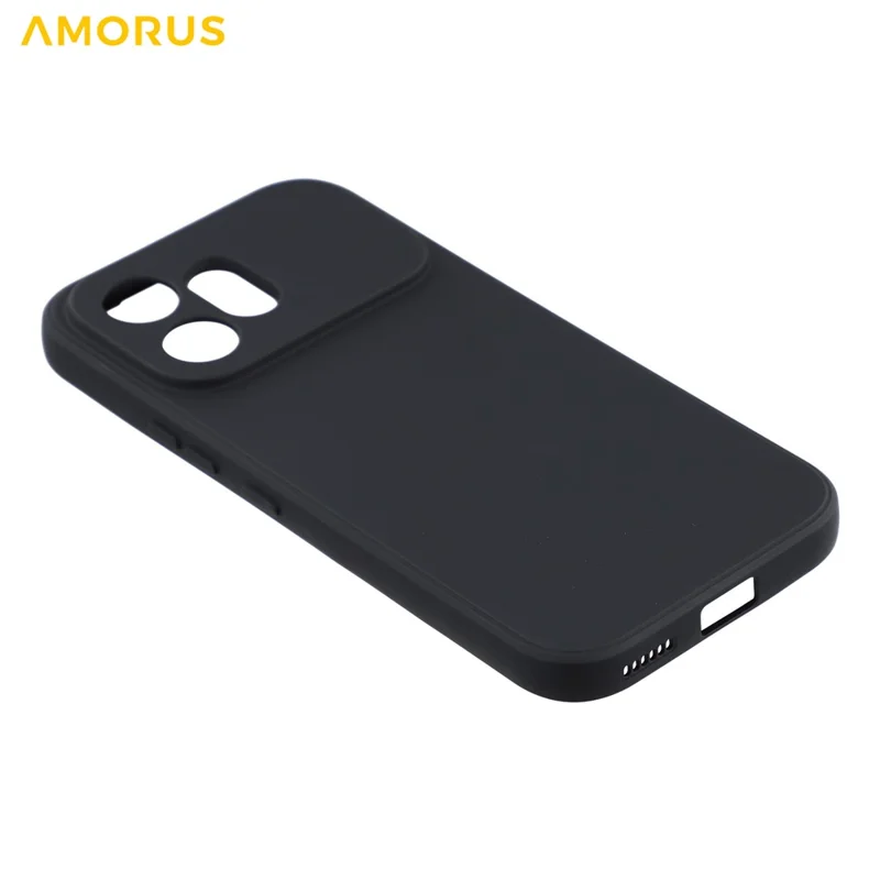 Funda AMORUS para Honor 600 5G con recortes precisos, revestimiento interior de fibra, protección contra impactos - Negro
