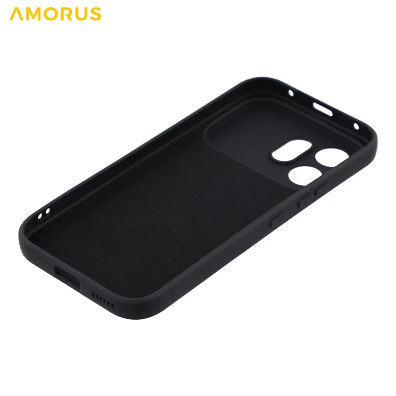 Funda AMORUS para Honor 600 5G con recortes precisos, revestimiento interior de fibra, protección contra impactos - Negro