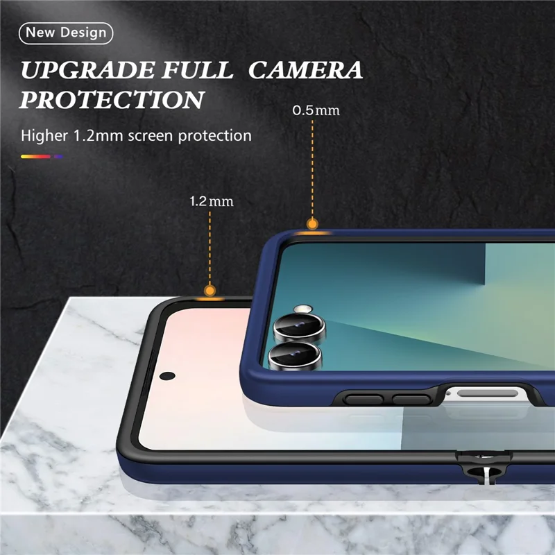 Obudowa dla Samsung Galaxy Z Flip8 z PC + TPU z obracalnym uchwytem pierścieniowym - Niebieska