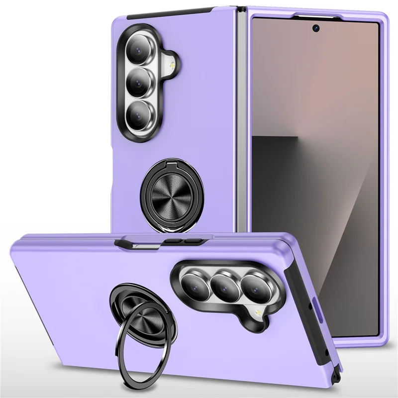 Funda para Samsung Galaxy Z Fold8 Ultra, carcasa híbrida de PC + TPU con soporte de anillo giratorio - Morado