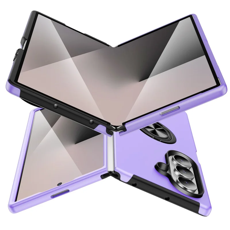 Funda para Samsung Galaxy Z Fold8 Ultra, carcasa híbrida de PC + TPU con soporte de anillo giratorio - Morado