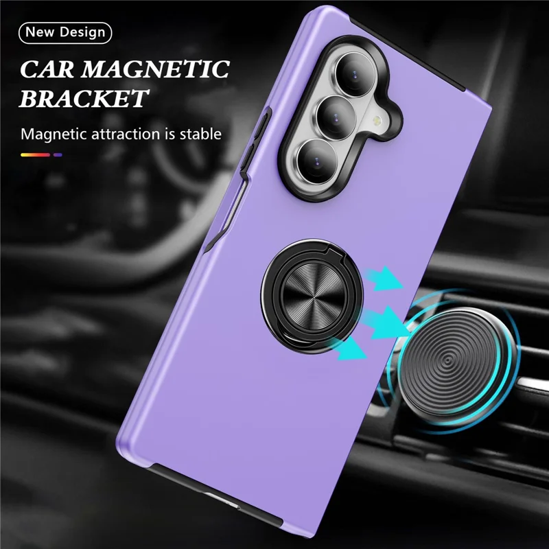 Funda para Samsung Galaxy Z Fold8 Ultra, carcasa híbrida de PC + TPU con soporte de anillo giratorio - Morado
