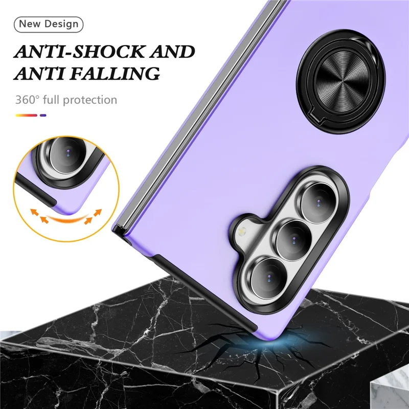 Funda para Samsung Galaxy Z Fold8 Ultra, carcasa híbrida de PC + TPU con soporte de anillo giratorio - Morado