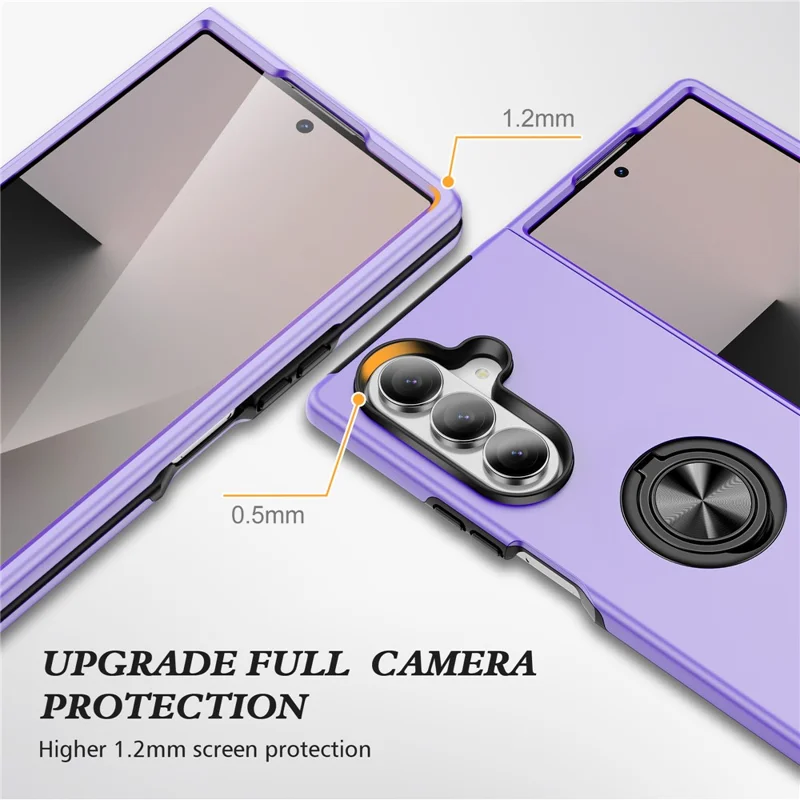 Funda para Samsung Galaxy Z Fold8 Ultra, carcasa híbrida de PC + TPU con soporte de anillo giratorio - Morado