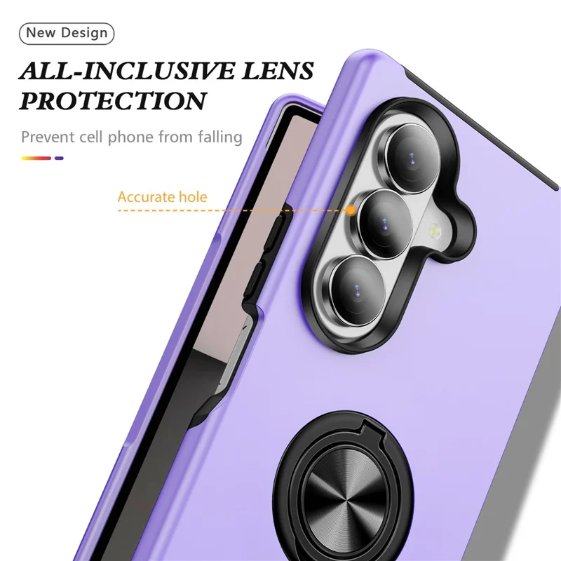 Funda para Samsung Galaxy Z Fold8 Ultra, carcasa híbrida de PC + TPU con soporte de anillo giratorio - Morado