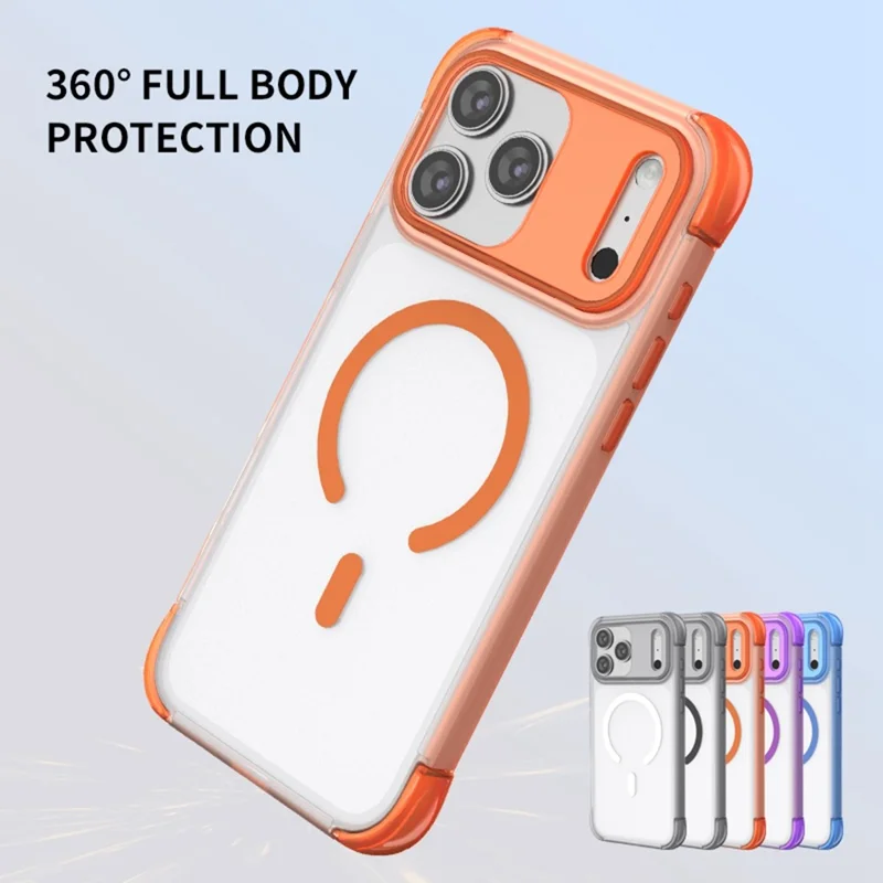 Voor iPhone 17 Pro Magnetische Hoes Skin-feel PC + TPU Airbag Beschermhoes - Grijs+Zwart
