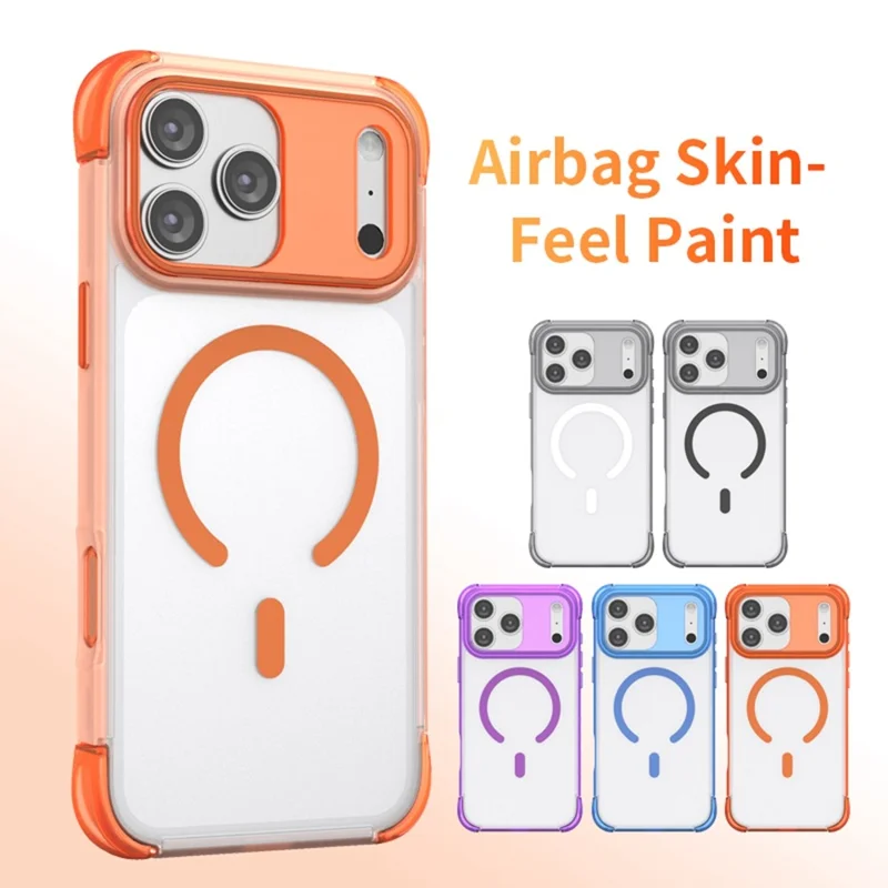 Voor iPhone 17 Pro Magnetische Hoes Skin-feel PC + TPU Airbag Beschermhoes - Grijs+Zwart