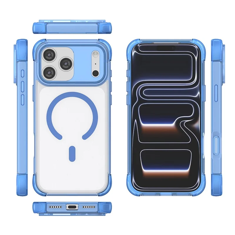 Cover magnetico per iPhone 17 Pro Max con rivestimento tattile in PC + protezione Airbag in TPU - Grigio+Nero