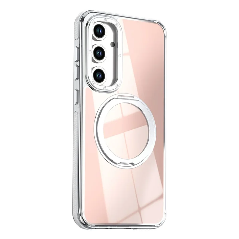 For Samsung Galaxy S26 FE Magnetisk Case Chameleongradient TPU + Akryl Telefonbeskyttelse med 360 Graders Roterende Stand - Hvid