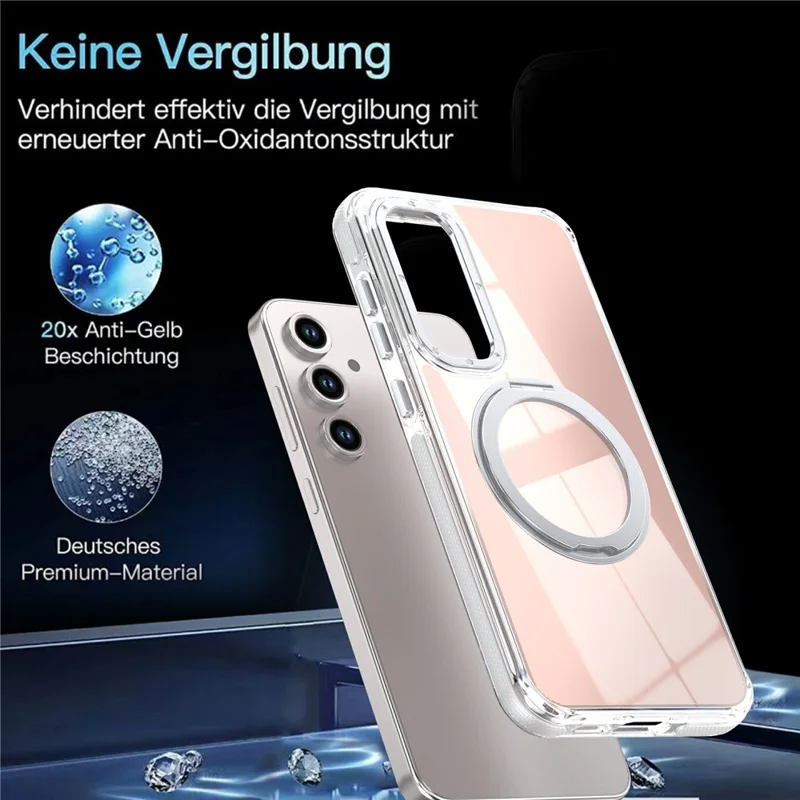 For Samsung Galaxy S26 FE Magnetisk Case Chameleongradient TPU + Akryl Telefonbeskyttelse med 360 Graders Roterende Stand - Hvid