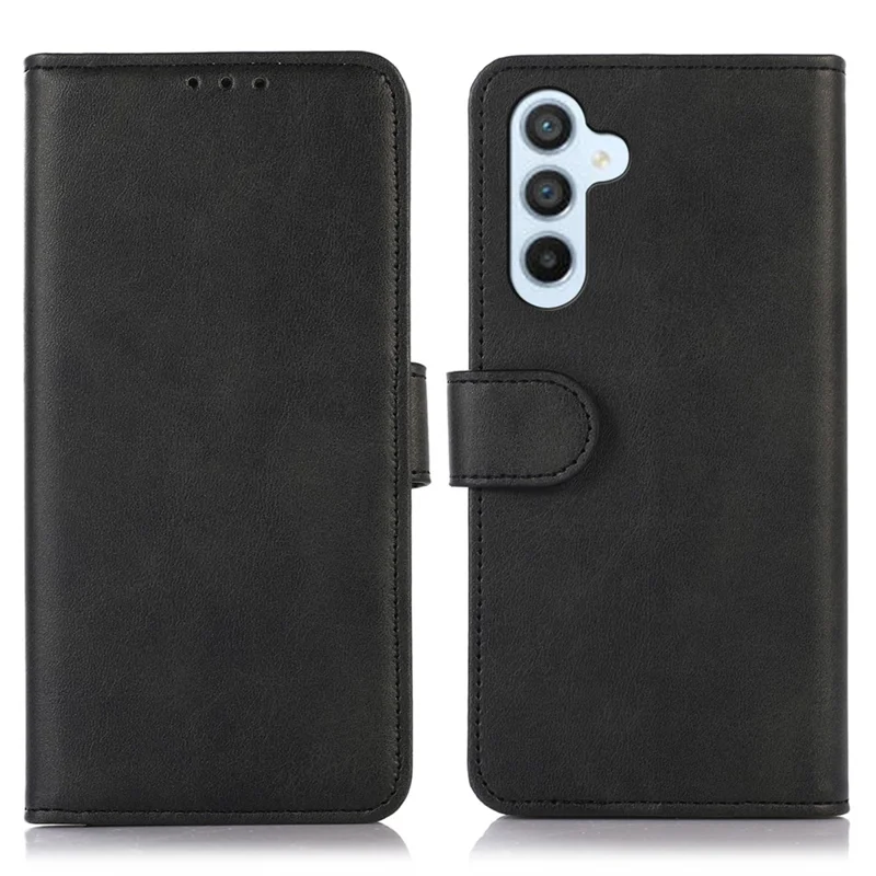 Чехол для Samsung Galaxy S26 FE с текстурой коровьей кожи, кожаный чехол-кошелек с подставкой - Черный