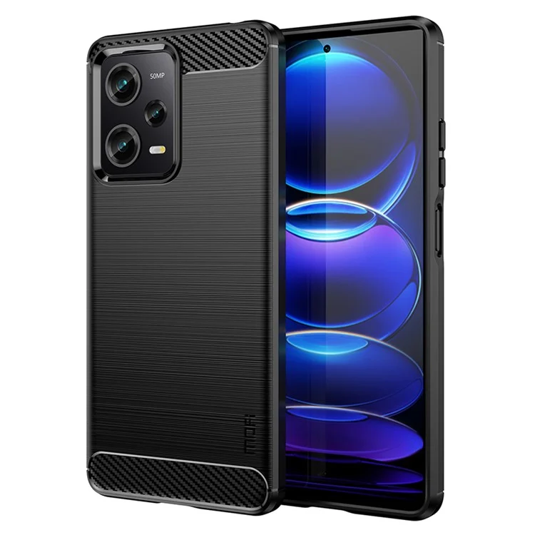 Per Xiaomi Redmi Note 12 Pro 5G MOFI JK TPU Series-1 per Xiaomi Redmi Note 12 Pro 5G / Note 12 Pro Speed 5G / Poco X5 Pro 5G Soft TPU Phone Case Carbon Fiber Brushed Phone Back Cover - Black