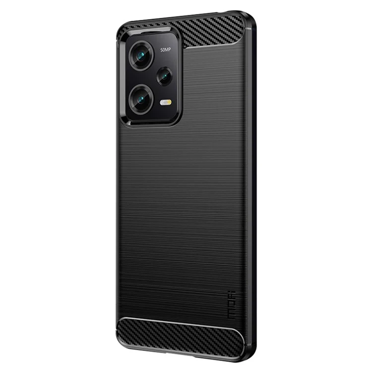 Per Xiaomi Redmi Note 12 Pro 5G MOFI JK TPU Series-1 per Xiaomi Redmi Note 12 Pro 5G / Note 12 Pro Speed 5G / Poco X5 Pro 5G Soft TPU Phone Case Carbon Fiber Brushed Phone Back Cover - Black
