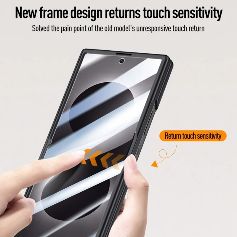 For Samsung Galaxy Z Fold8 Ultra Case Kickstand Skin Touch PC Phone Cover Built-In Screen Protector - Black