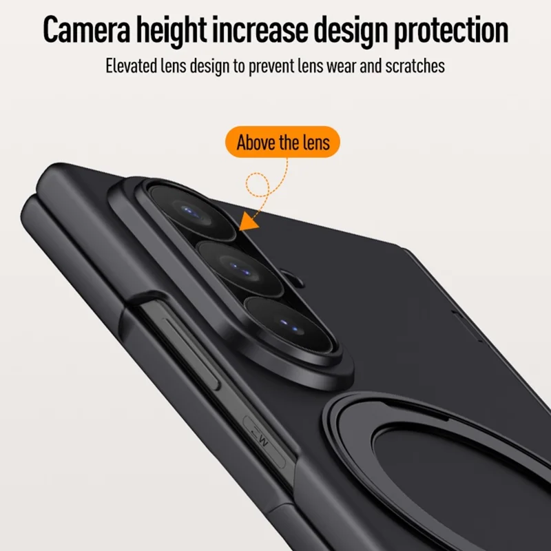 For Samsung Galaxy Z Fold8 Ultra Case Kickstand Skin Touch PC Phone Cover Built-In Screen Protector - Black