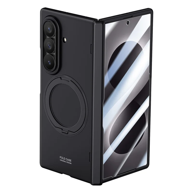 For Samsung Galaxy Z Fold8 Ultra Case Kickstand Skin Touch PC Phone Cover Built-In Screen Protector - Black