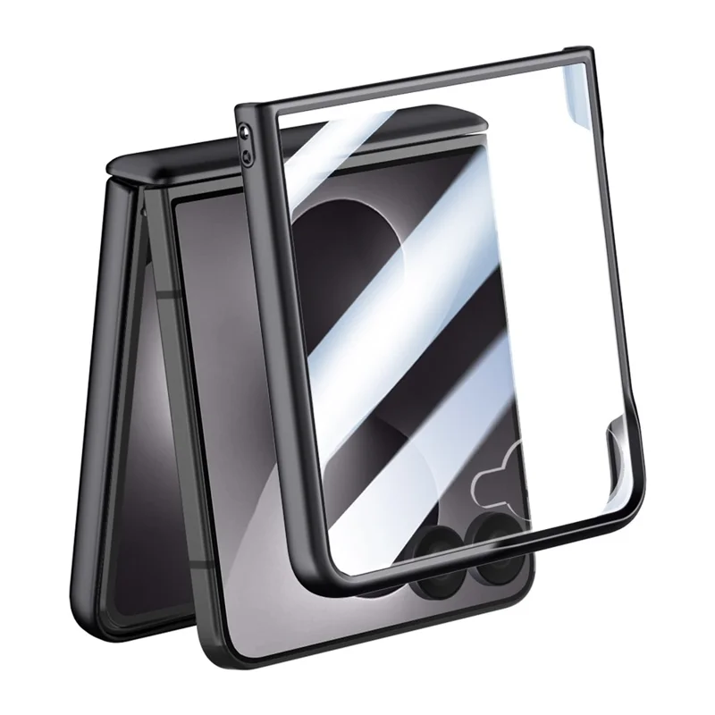 Obudowa dla Samsung Galaxy Z Flip8 z uchwytem kickstand, pokrywą PC z dotykiem skóry, z wbudowanym ochronnikiem ekranu - Czarny