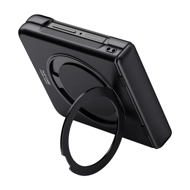Obudowa dla Samsung Galaxy Z Flip8 z uchwytem kickstand, pokrywą PC z dotykiem skóry, z wbudowanym ochronnikiem ekranu - Czarny