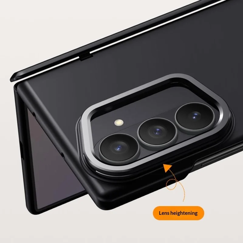 For Samsung Galaxy Z Fold8 Ultra Case Kickstand Hard PC Phone Cover with HD Tempered Glass Film - Black