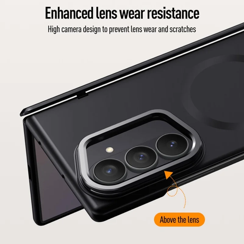 For Samsung Galaxy Z Fold8 Ultra Magnetic Case Hard PC Phone Cover with HD Tempered Glass Film, Lens Kickstand - Blue