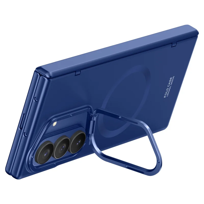 For Samsung Galaxy Z Fold8 Ultra Magnetic Case Hard PC Phone Cover with HD Tempered Glass Film, Lens Kickstand - Blue