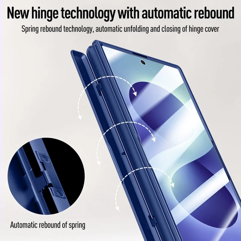 For Samsung Galaxy Z Fold8 Ultra Magnetic Case Hard PC Phone Cover with HD Tempered Glass Film, Lens Kickstand - Blue