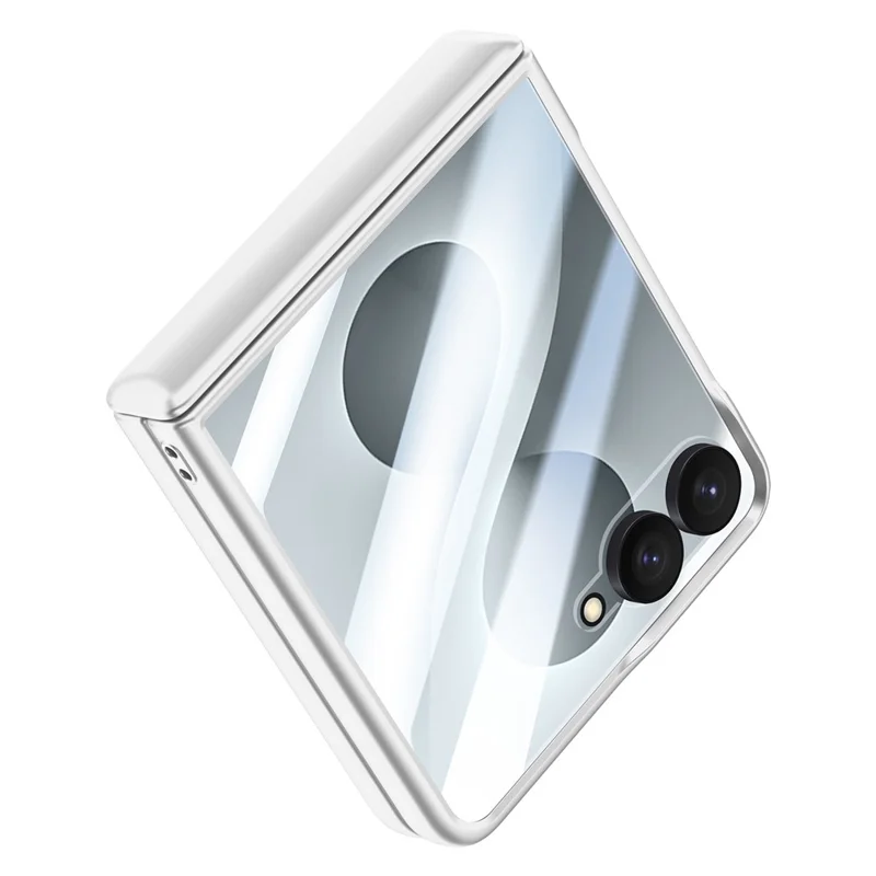 For Samsung Galaxy Z Flip8 Case Hard PC Hinge Protection Phone Cover with Rear Small Screen Protector - Silver