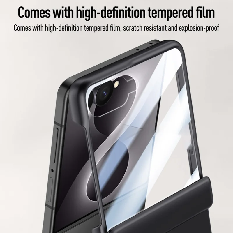 For Samsung Galaxy Z Flip8 Magnetic Case Hard PC Phone Cover with Rear Small Screen Protector - Black