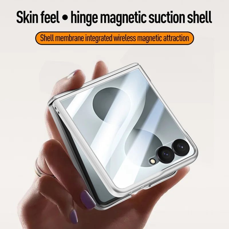 For Samsung Galaxy Z Flip8 Magnetic Case Hard PC Phone Cover with Rear Small Screen Protector - Black