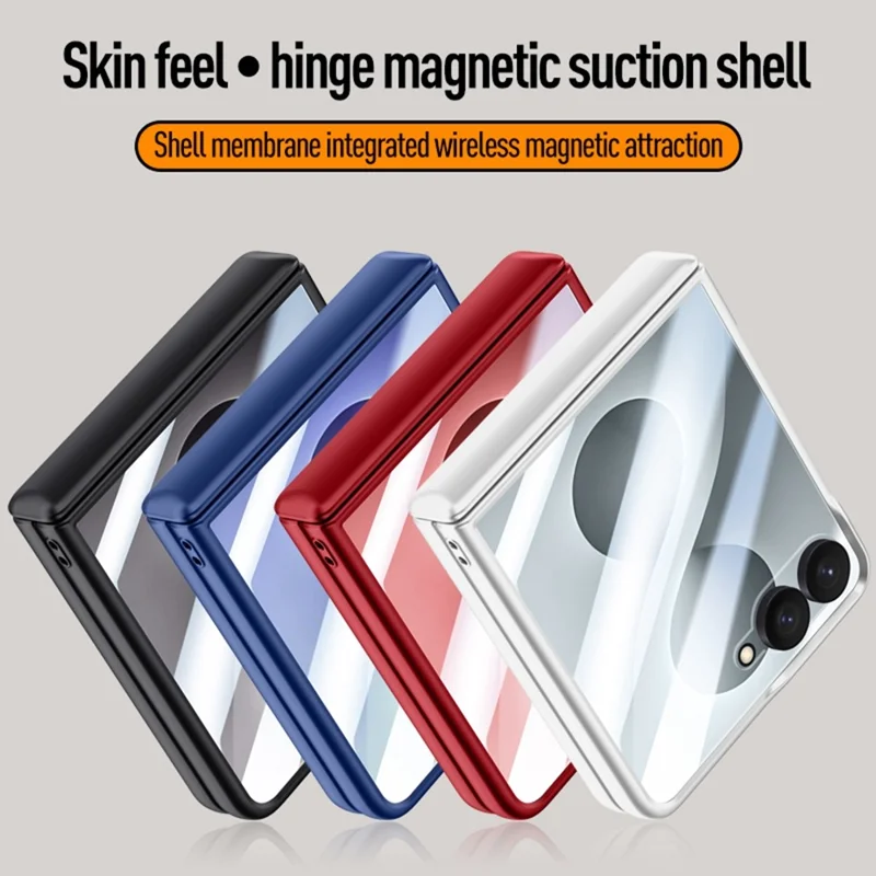 For Samsung Galaxy Z Flip8 Magnetic Case Hard PC Phone Cover with Rear Small Screen Protector - Black
