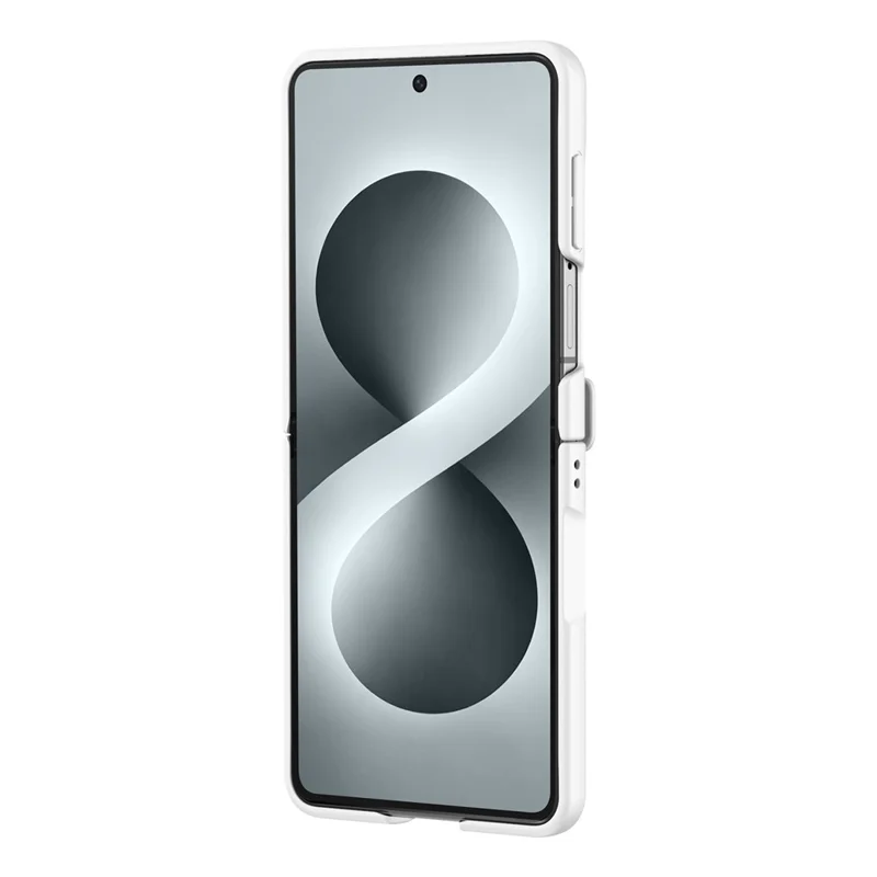 For Samsung Galaxy Z Flip8 Case PC + TPU Matte Phone Cover with Tempered Glass Screen Protector - White