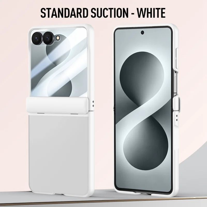 For Samsung Galaxy Z Flip8 Case PC + TPU Matte Phone Cover with Tempered Glass Screen Protector - White