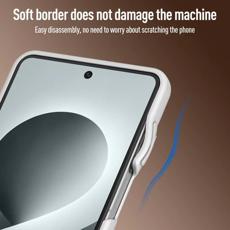 For Samsung Galaxy Z Flip8 Case PC + TPU Matte Phone Cover with Tempered Glass Screen Protector - White