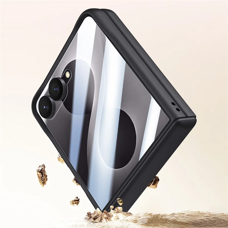 For Samsung Galaxy Z Flip8 Case PC + TPU Matte Phone Cover with Tempered Glass Screen Protector - White