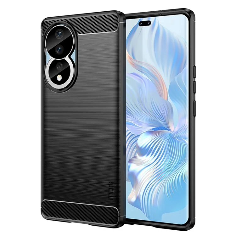 MOFI JK TPU Serie-1 Para Honor 80 5G Ligero Suave Soft TPU Fibra de Carbono Fibra Cepillada Teléfono Anti-stratch Tapa Trasera - Negro